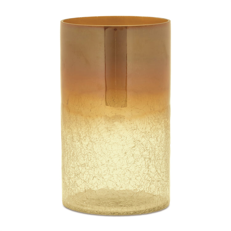 Amber Frost Glass Hurricane Candle Holder 