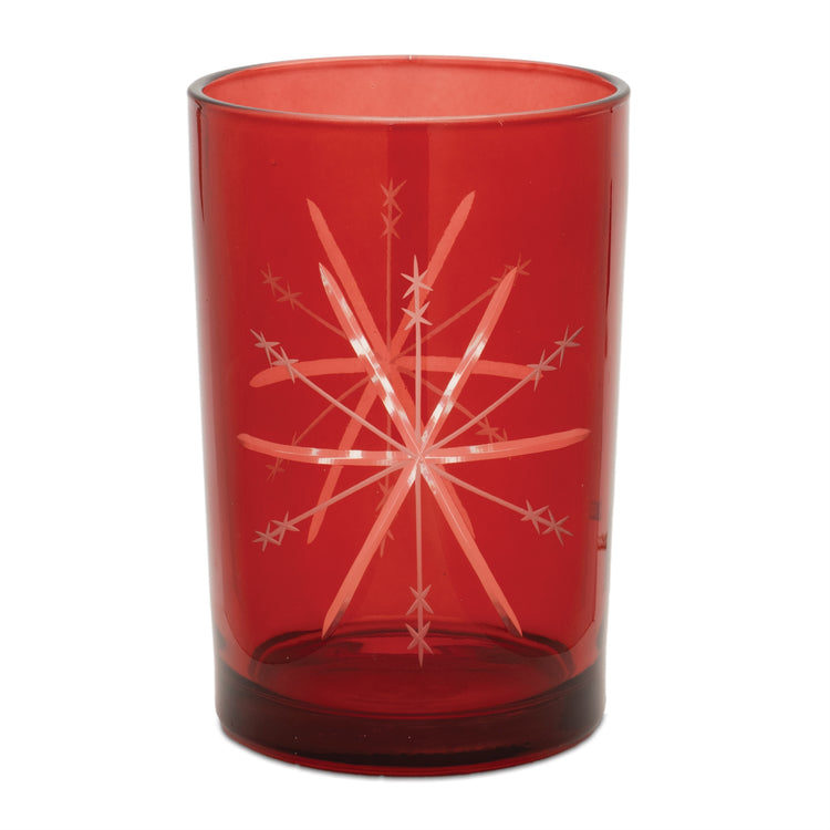 Large Ruby Starburst Glass Candle Holder 