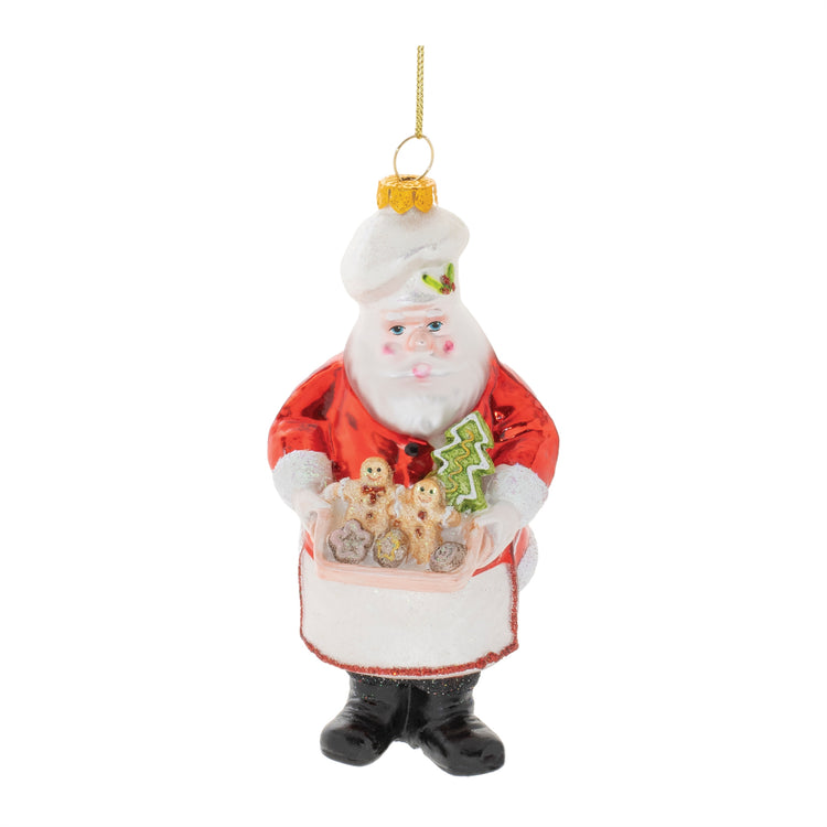 Glass Santa Baker Ornament