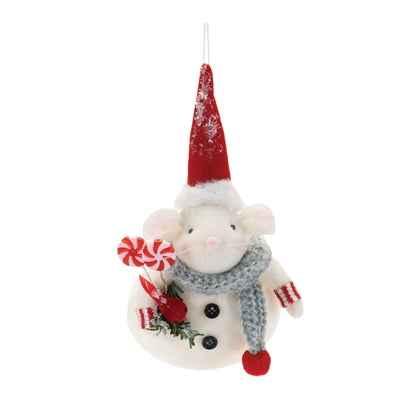 Peppermint Mouse Snowman Ornament