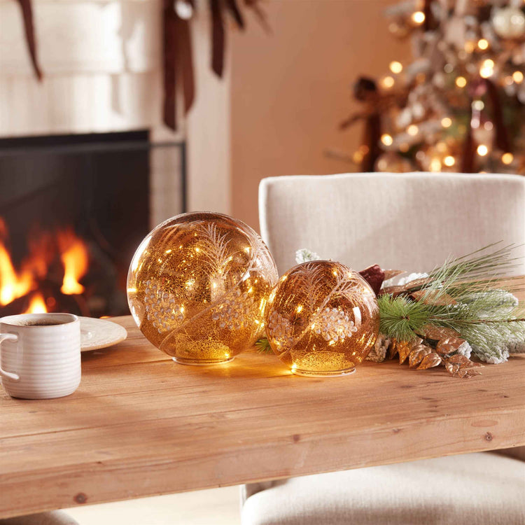 Small LED Amber Botanical Glass Globe