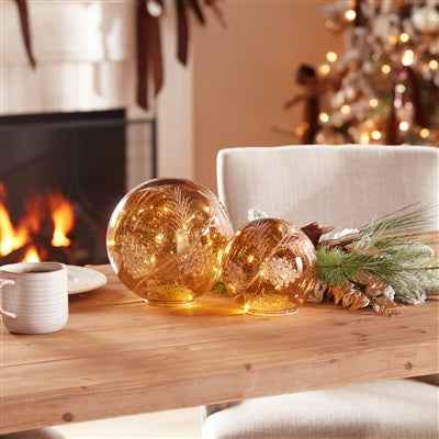 Large LED Amber Botanical Glass Globe