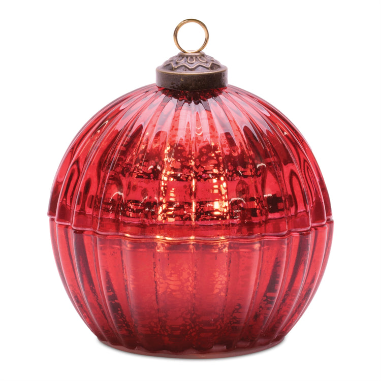 Red Glass Ornament LED Candle