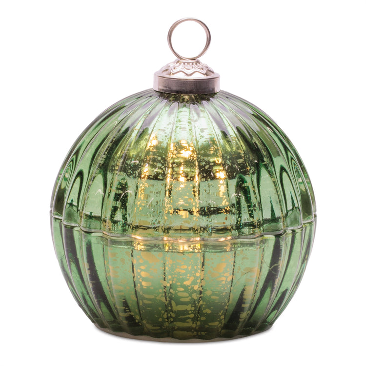 Green Glass Ornament LED Candle