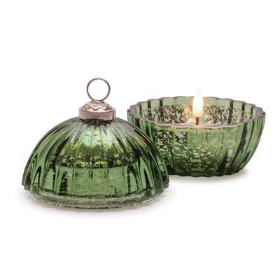 Green Glass Ornament LED Candle