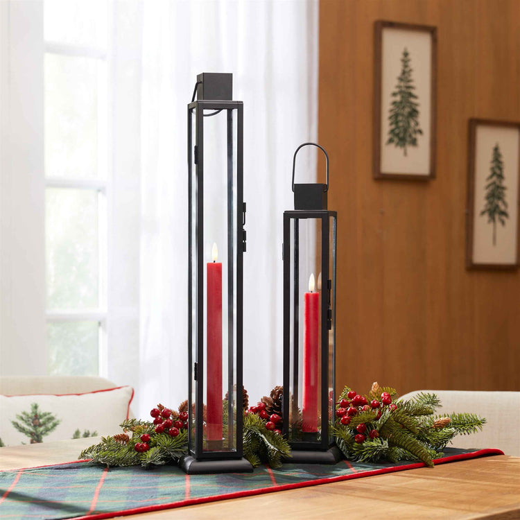 Modern Black Taper Candle Lantern 