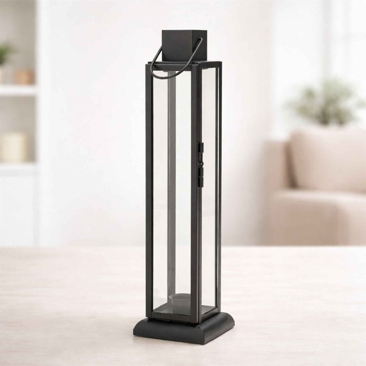 Modern Black Taper Candle Lantern