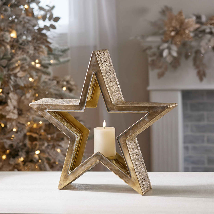 Celestial Star Metal Candle Holder 