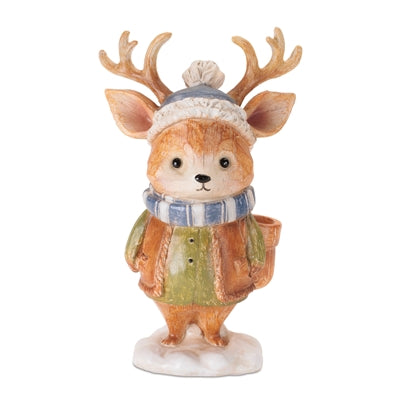 Standing Winter Deer Figurine