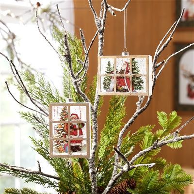 Santa Vertical Glass Ornament