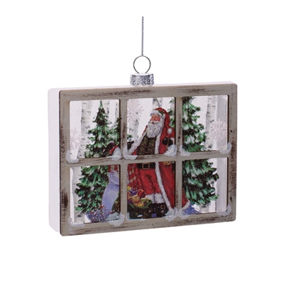 Santa Horizontal Glass Ornament