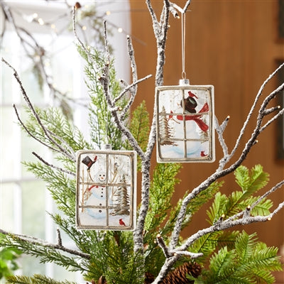 Snowman Front Window Glass Ornament