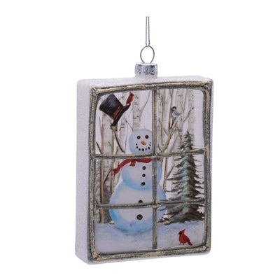 Snowman Front Window Glass Ornament