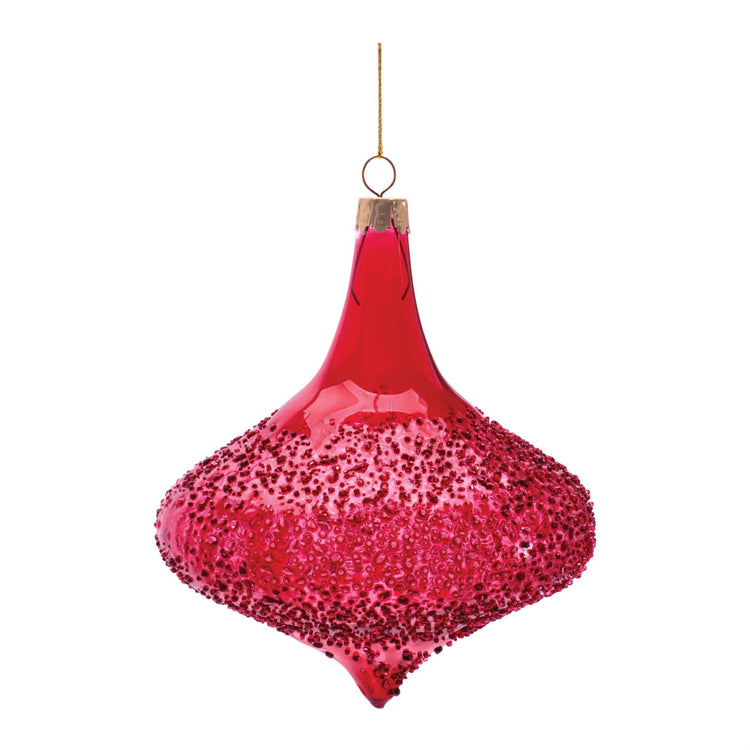 Crimson Frost Finial Glass Ornament