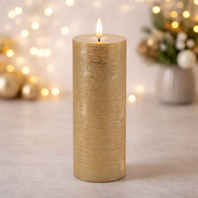 FIA Wick 8" Gold LED Pillar Candle