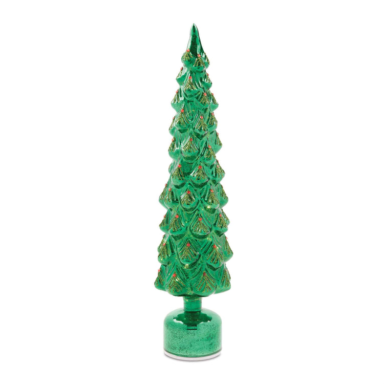 19" Rotating LED Glass Christmas Tree