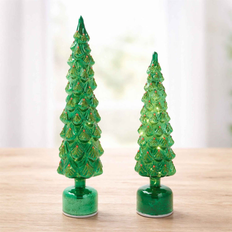 19" Rotating LED Glass Christmas Tree