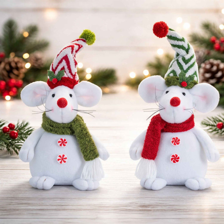 Peppermint Hat Mouse Plush Figurine
