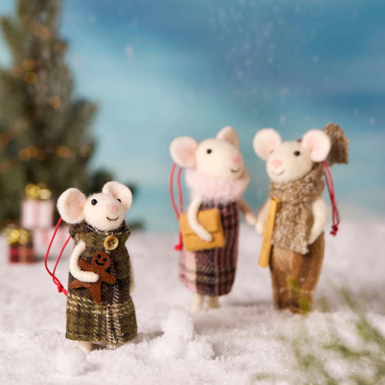 Felt Mouse Ornament Set