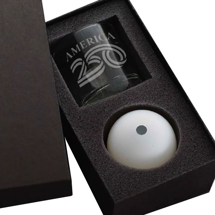 America250 Rocks Glass with Ice Mold Commemorative Gift Set 