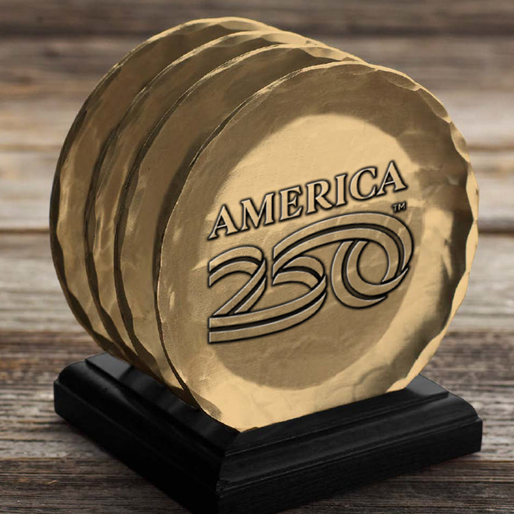 America250 4-Piece Commemorative Coaster Set with Caddy (Bronze)