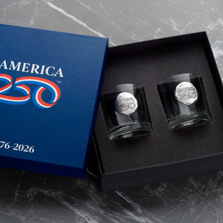 America250 2-Piece Rocks Glass Commemorative Gift Set (Aluminum) - Wendell August Forge