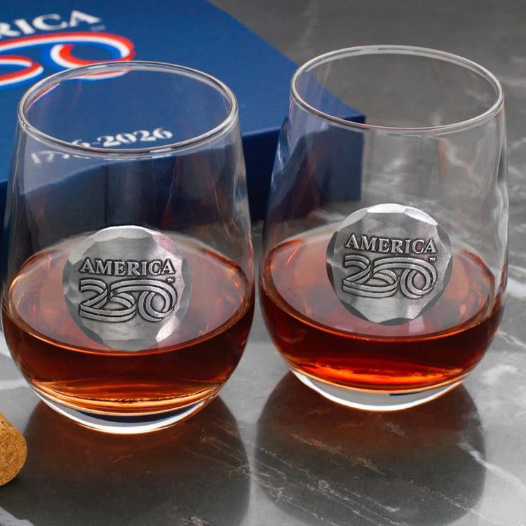 America250 2-Piece Wine Glass Commemorative Gift Set (Aluminum) - Wendell August Forge
