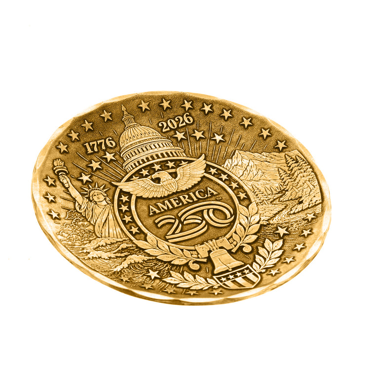 America250 Commemorative Bronze Coaster Featuring Historical Designs