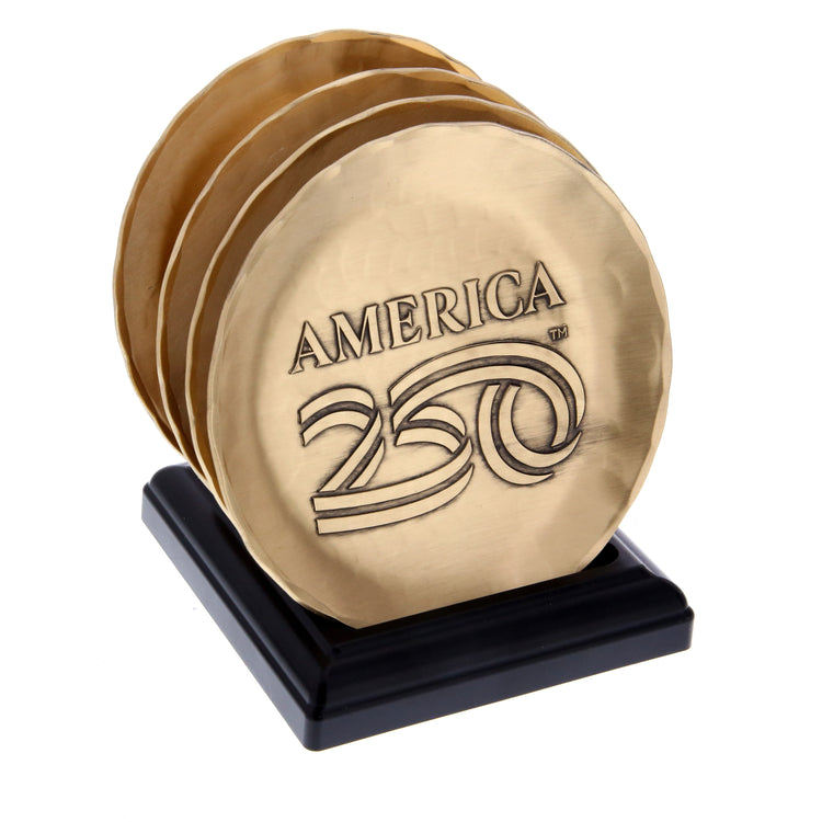 America250 4-Piece Commemorative Coaster Set with Caddy (Bronze) 