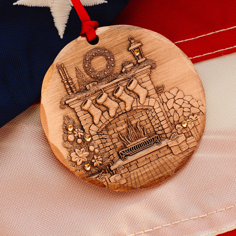 America 250 Commemorative 2026 Annual Ornament-  Cozy Christmas Hearth (Copper)