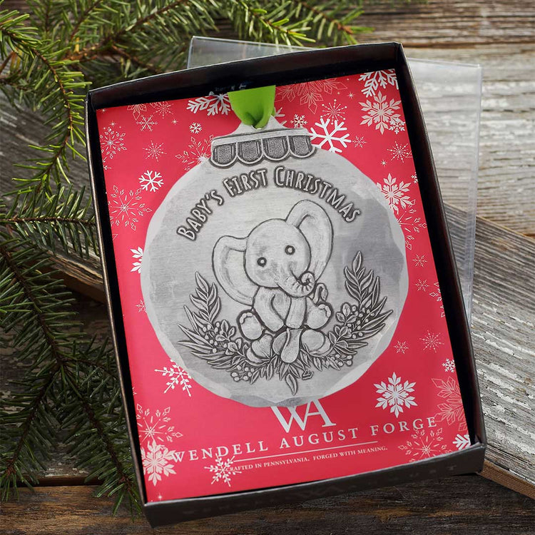 Baby's First Christmas Elephant Ornament - Wendell August Forge