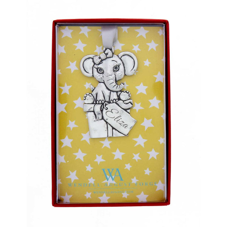 Personalized Pewter Baby Elephant Ornament