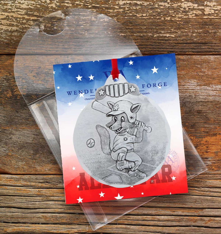 Baseball Fox Ornament - Wendell August Forge