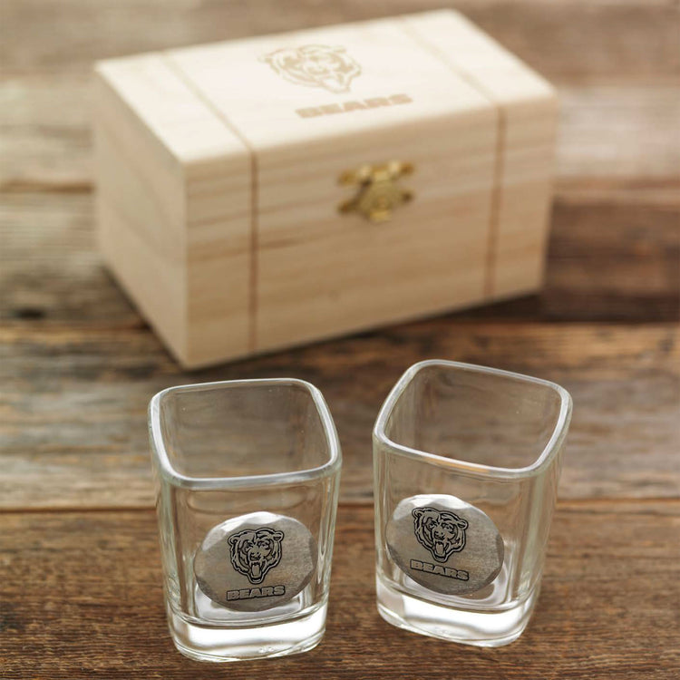 Chicago Bears 2-Piece Shot Glass Set and Box