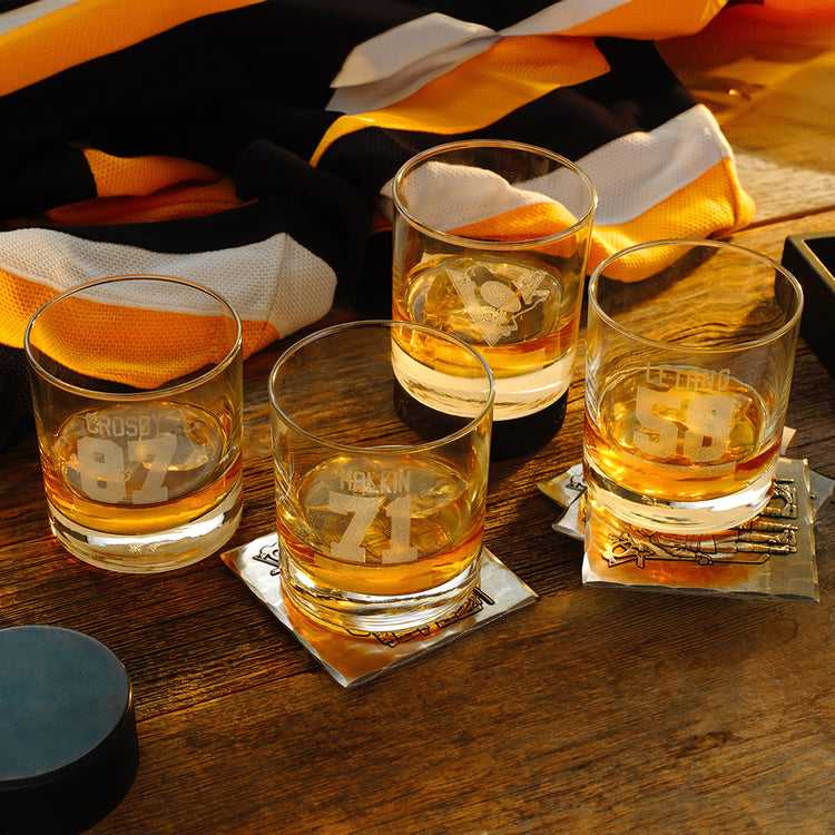 Pittsburgh Penguins Big Three SOHO Rocks Glass and Coaster Set 