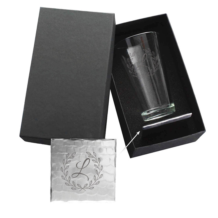 Initial Pint Glass and Coaster Duo