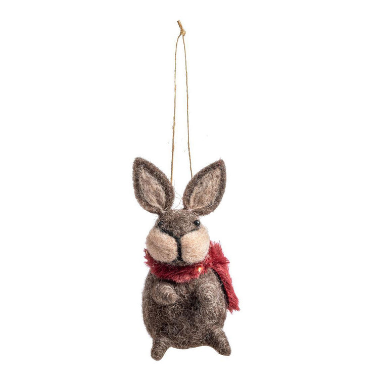 Felted Rabbit Ornament with Scarf