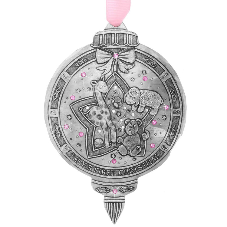 Baby Girl 1st Christmas Ornament with Crystals 