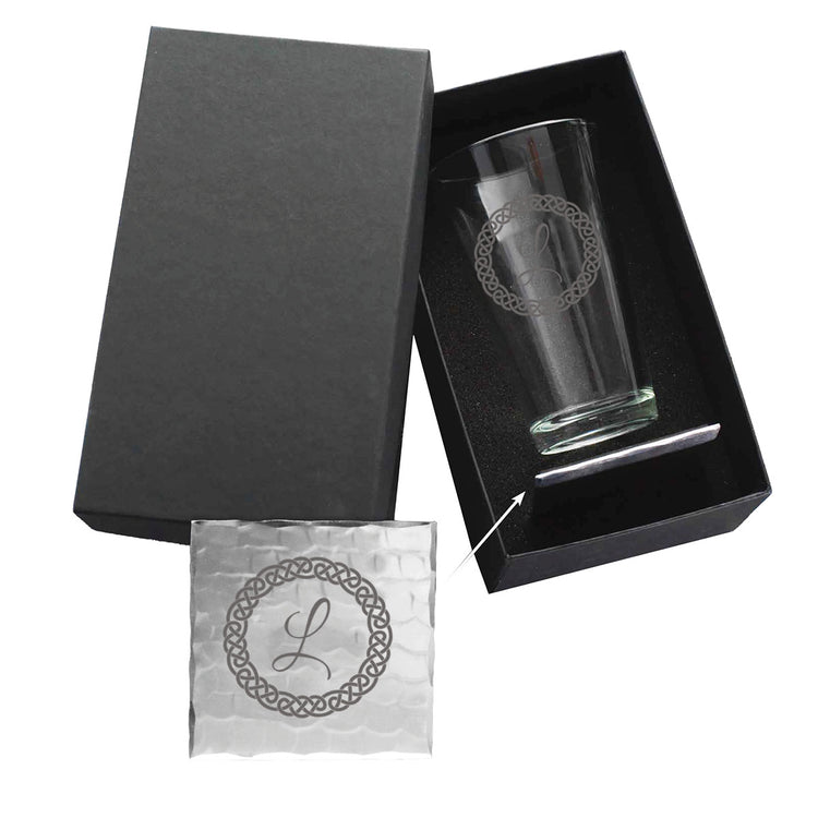 Initial Pint Glass and Coaster Duo