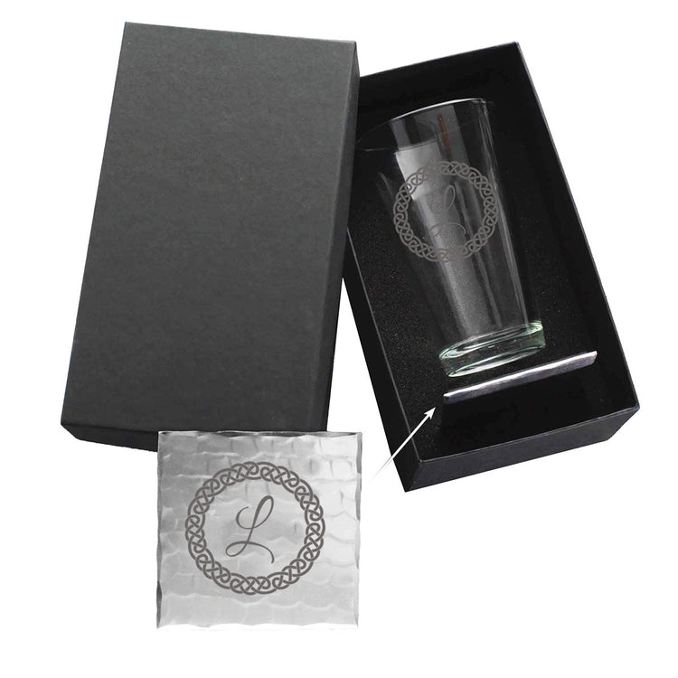 Initial Pint Glass and Coaster Duo