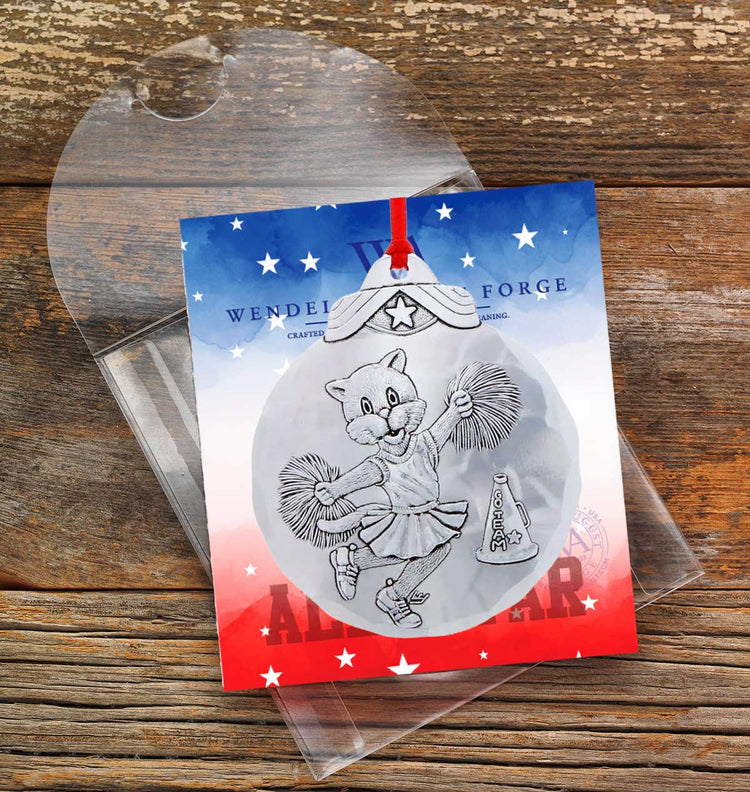Cheerleader Cat Ornament - Wendell August Forge