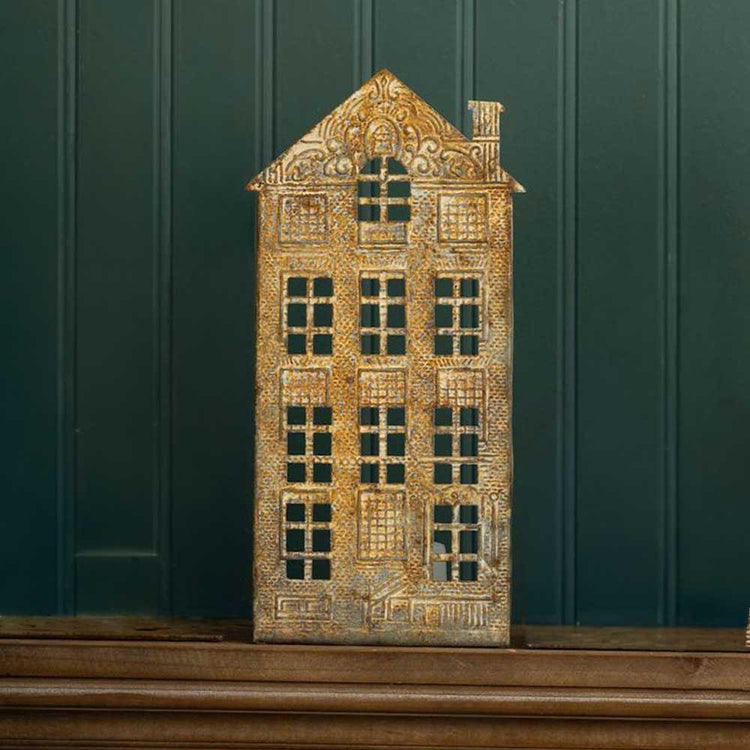 Antique Village Chimney House Tea Light Holder 