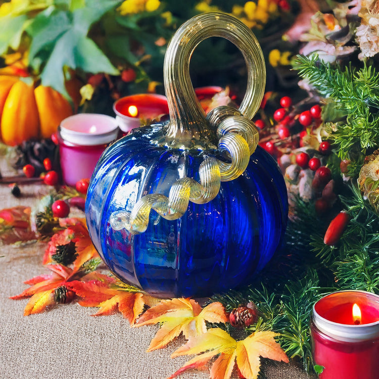 Glass Pumpkin Jewel Tone Cobalt