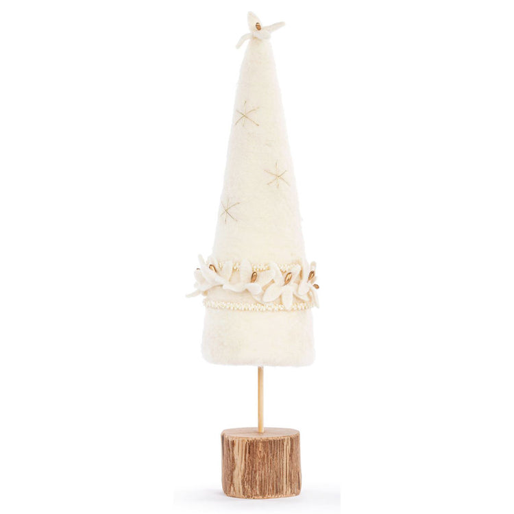 Cream Felt Beaded Poinsettia Tree Large