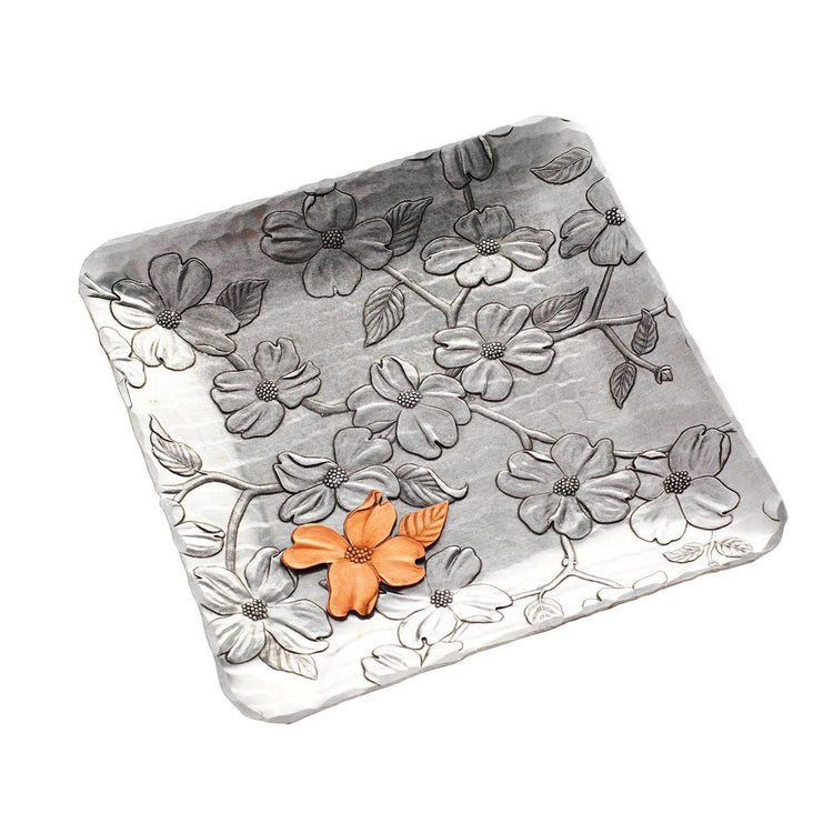 Dogwood Mixed Metal Decor Tray
