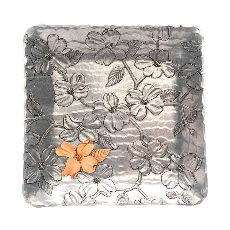 Dogwood Mixed Metal Decor Tray