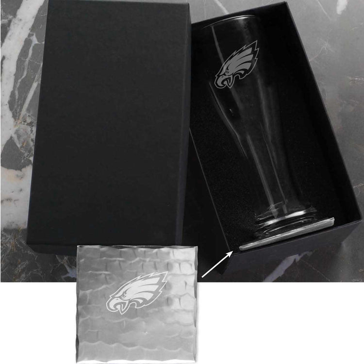 Philadelphia Eagles Single Etched Pilsner Glass and Coaster Set 