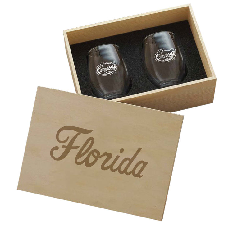 University of Florida 2-Piece Stemless Wine Glass Set