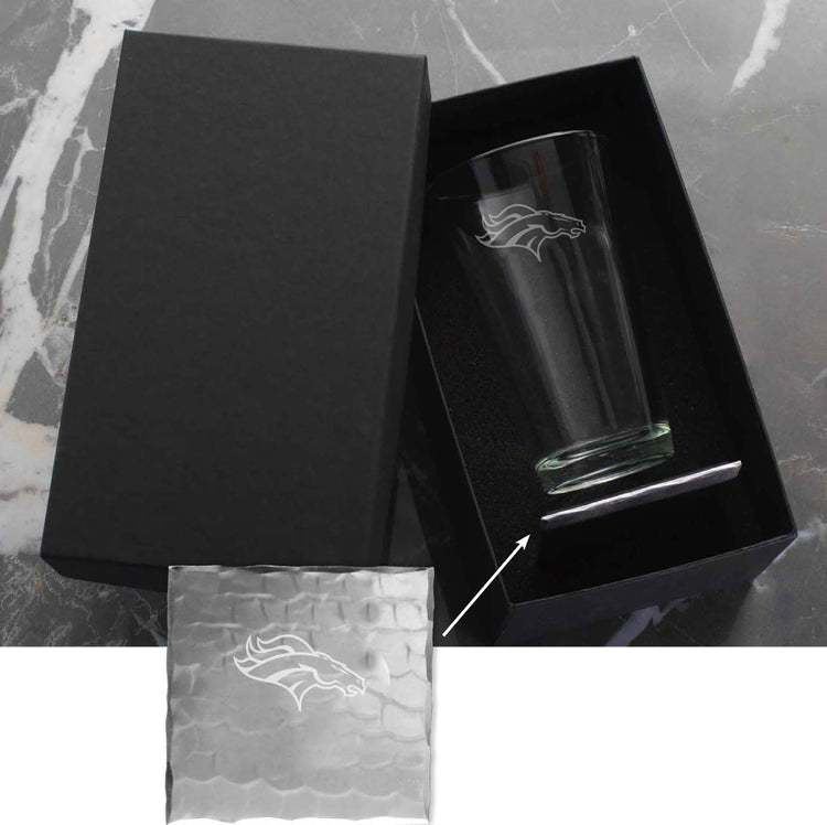 Denver Broncos Pint Glass and Coaster Gift Set