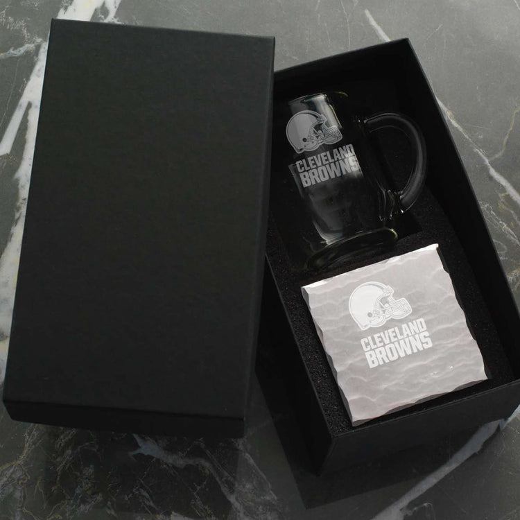 Cleveland Browns Single Etched Coffee Mug and Coaster Set